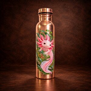 Termo de cobre liso Ajolote de 1 litro con diseño DTF UV Ethoss Studio Leyenda:
