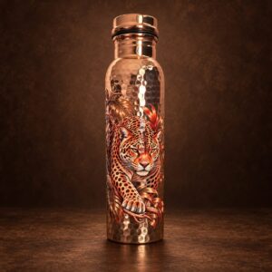 Termo de cobre martillado Jaguar de 1 litro con diseño DTF UV Ethoss Studio